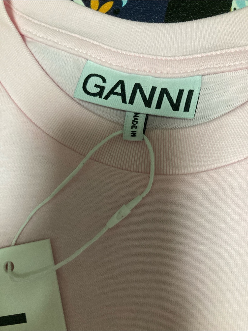 GANNI Have A Nice Day cherry Print Pink Cropped Long sleeve Casual Cotton Top - Picture 5 of 6